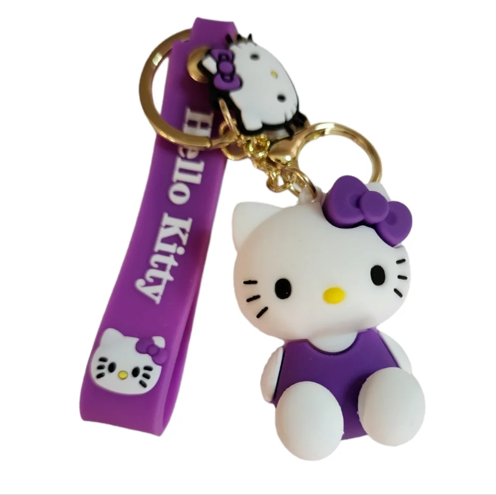 Hello Kitty 3D Keychain Purple Wrist Strap - Picture 1 of 2